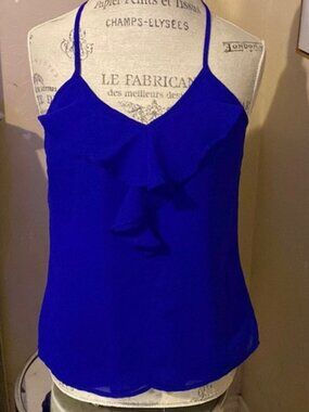 4/$20 Naked Zebra Royal Blue Ruffle Spaghetti Strap Camisole Small